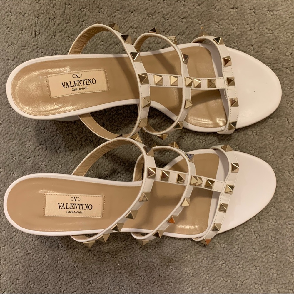 Valentino Rockstud Lambskin Slides Sandals